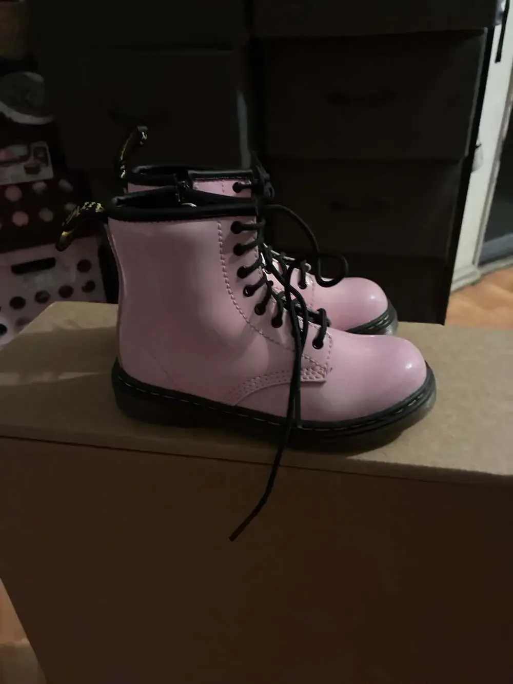 Dr. Martens 1460 Junior Patent Leather Boots in Pink